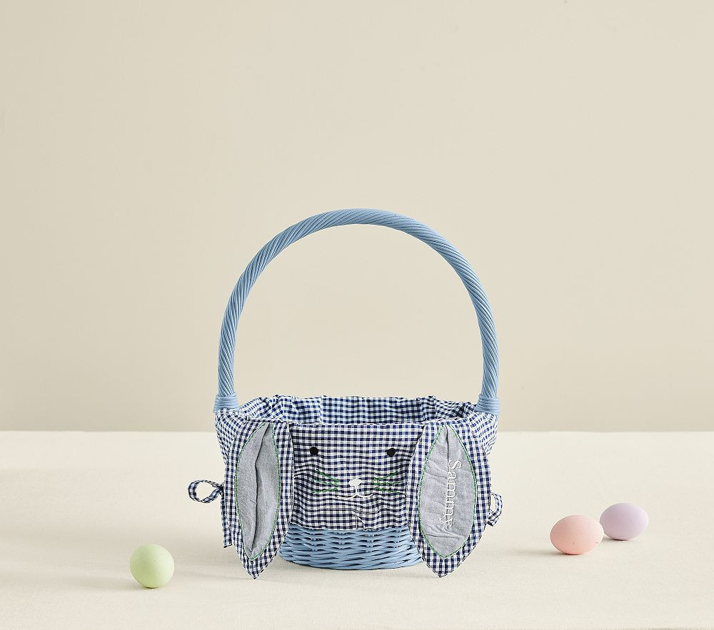 Navy Gingham Bunny Face Sabrina Chambray Basket Small Bundle | Pottery Barn Kids