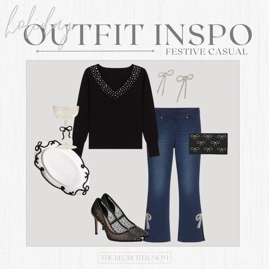 Holiday Festive Bow Jeans and Pearl Embellished Sweater Outfit from Chicos #chicossstyle #chicospartner #holidayfashion #holidayparty 

 

#LTKHoliday #LTKOver40 #LTKMidsize