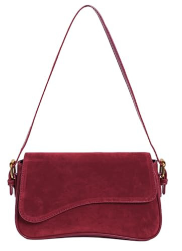 Women's Shoulder Bag Suede Handbag Underarm Purse Tote Bag Brown Suede Purse Y2K Crossbody Bag with Removable Strap | Amazon (US)