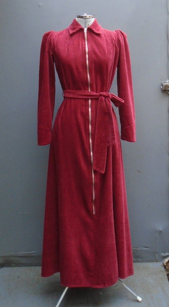 Rare Vintage 1930s 40s WW2 Red Zip Corduroy Housecoat Dressing Gown Robe Jumbo Cord House Coat | Etsy (US)