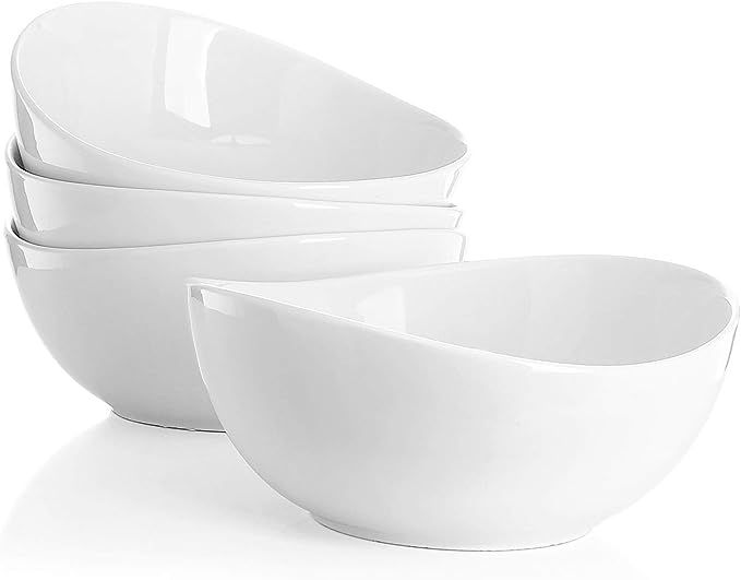 Sweese 103.401 Porcelain Bowls - 28 Ounce for Cereal, Salad and Desserts - Set of 4, White | Amazon (US)