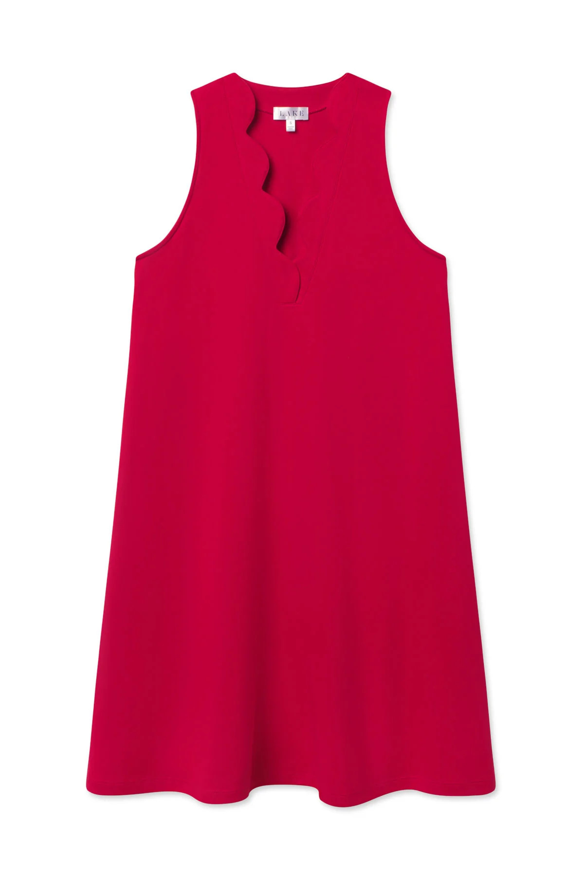 Pima Scallop Tank Gown in Classic Red | Lake Pajamas