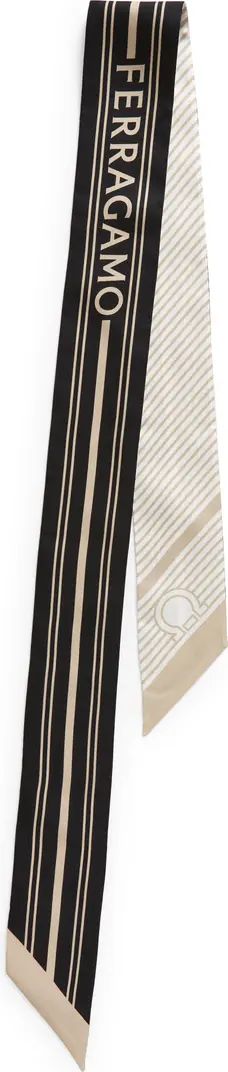 FERRAGAMO Focus Stripe Print Silk Twilly Scarf | Nordstrom | Nordstrom