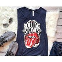 Rolling Stones vintage tank top by Bella Canvas  FREE SHIPPING!! distressed graphic  rock and roll concert shirt  vintage concert tee | Etsy (US)