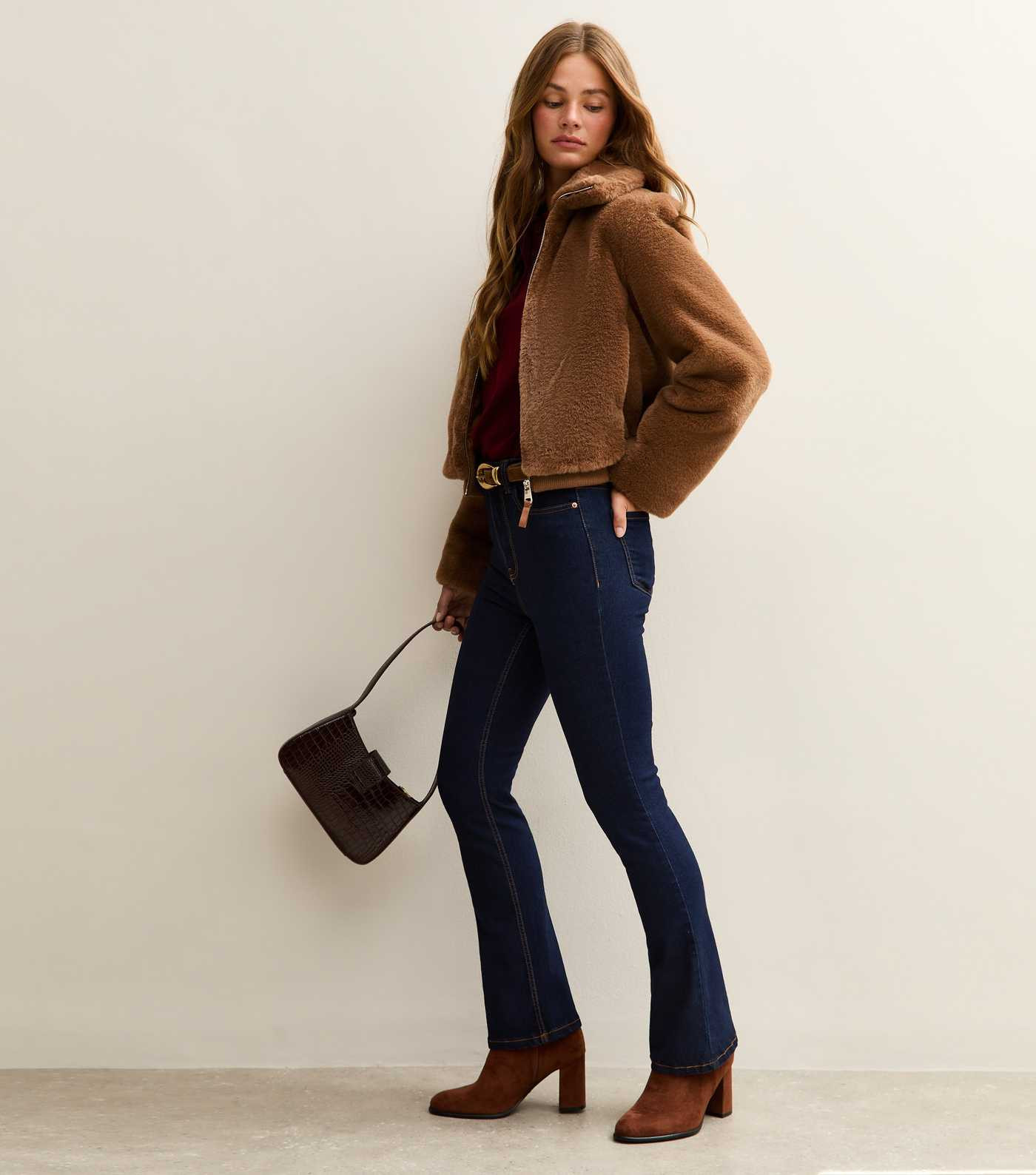 Tan Faux Fur Bomber Jacket | New Look | New Look (UK)