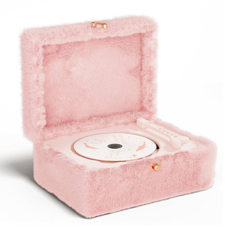 Plush Fuzzy Pink CD Player with Bluetooth, Remote Control | Amazon (US)
