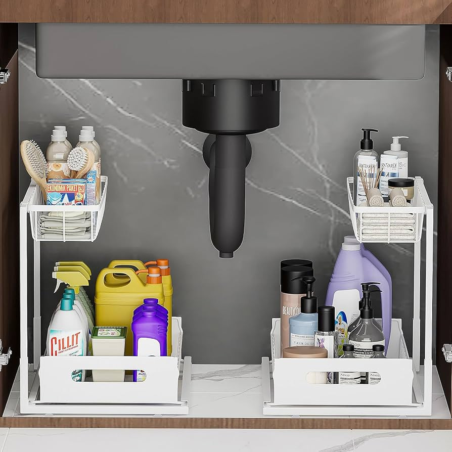 Under Sink Organizers and Storage 2 Tier Slide Out Kitchen Cabinet Organizer Sturdy Metal Bathroo... | Amazon (US)