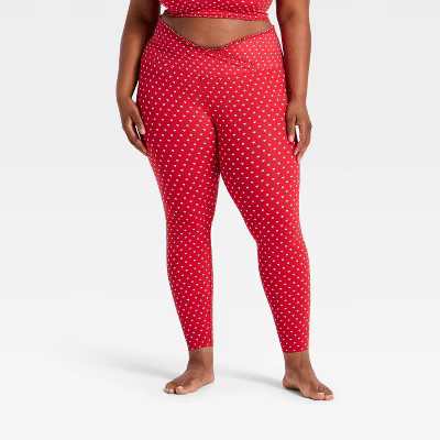 Women's Everyday Soft Ultra High-Rise Ruffle Crossover 7/8 Leggings - All In Motion™ Red 1X | Target