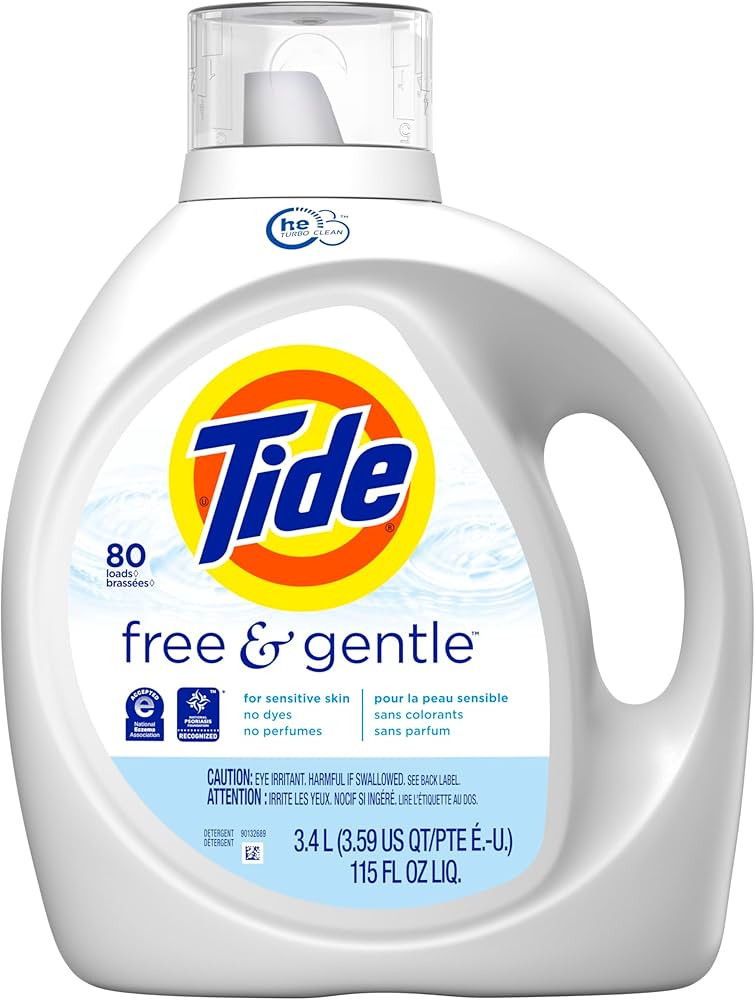 Tide Free & Gentle Laundry Detergent Liquid Soap, 80 Loads, 115 Fl Oz | Amazon (US)