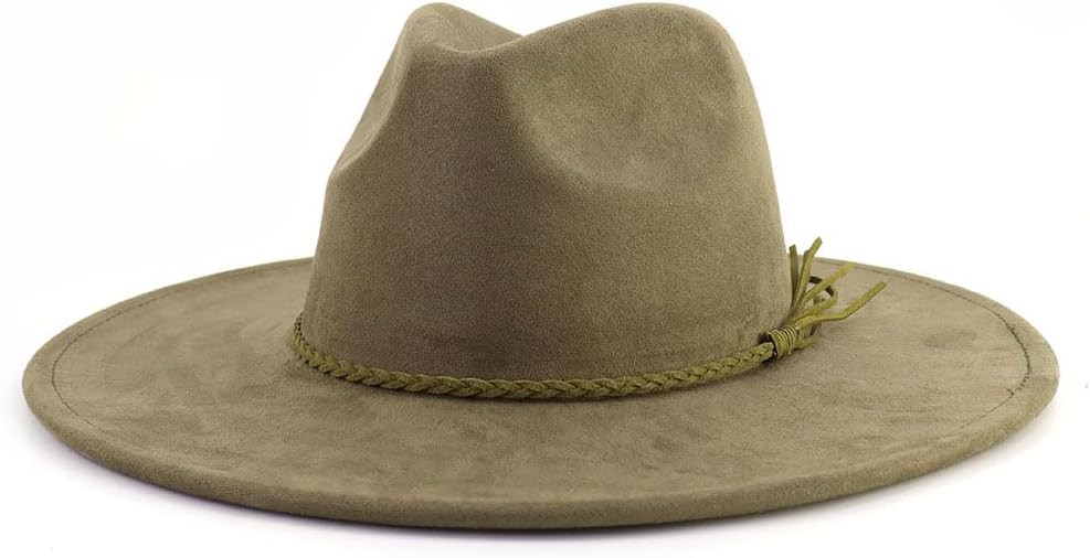 LIDHAY Big Wide Brim Fedora Hats for Women Men Western Suede Hat Large Felt Panama Hat Rancher Hat | Amazon (US)