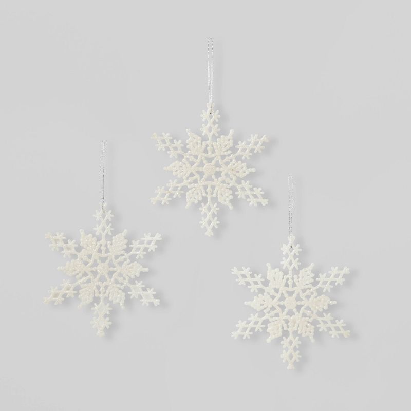 3ct Glittered Snowflake Christmas Ornament Set - Wondershop™ | Target