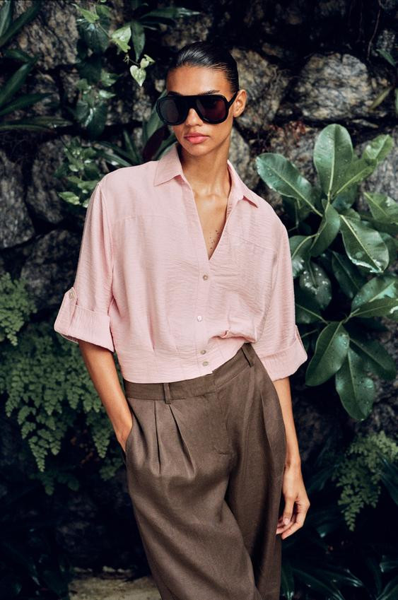SHORT LINEN BLEND SHIRT | Zara US