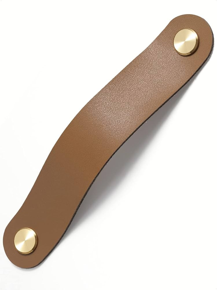 JIASENBAO Brown Leather Drawer Pulls 6 Pack 5"(128mm) Leather Handles Cabinet knobs for Kitchen C... | Amazon (US)
