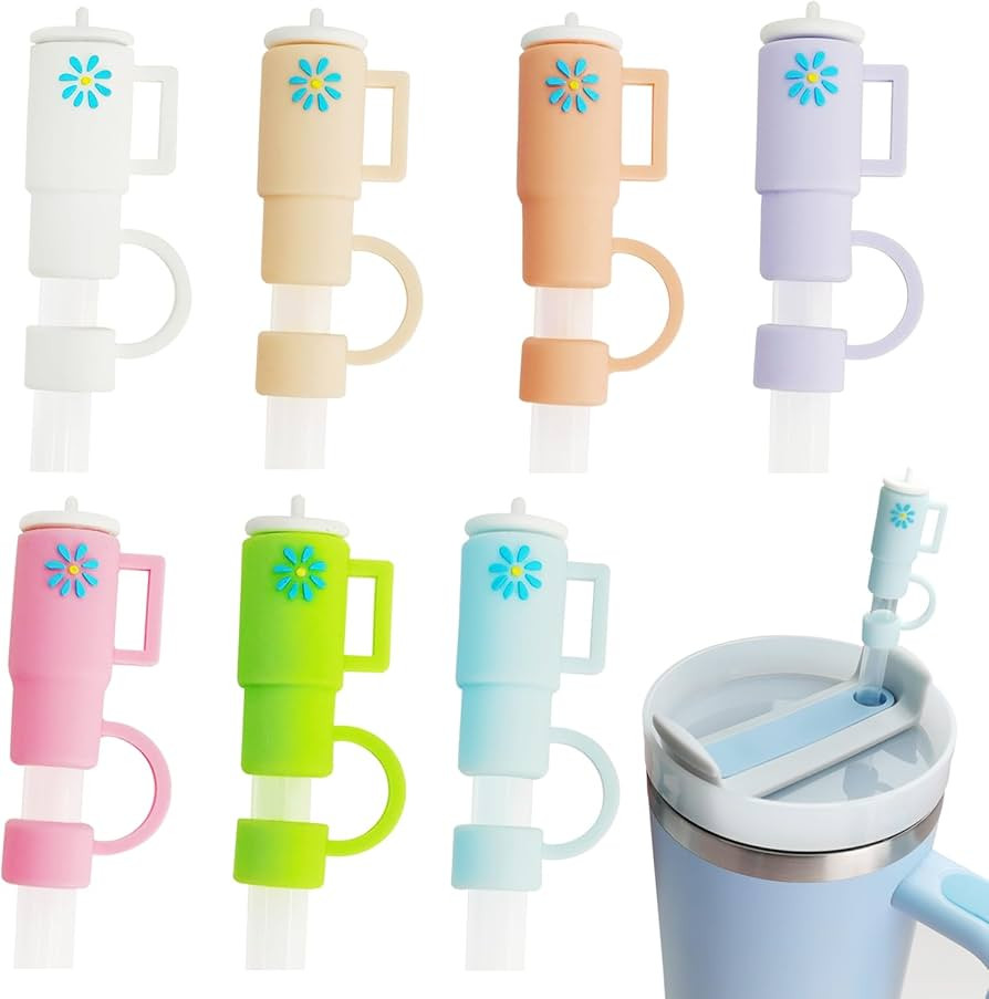 Silicon Straw Covers with 7 Colors Compatible with Stanley 30&40 Oz Cup, 10mm Cute Straw Toppers ... | Amazon (US)