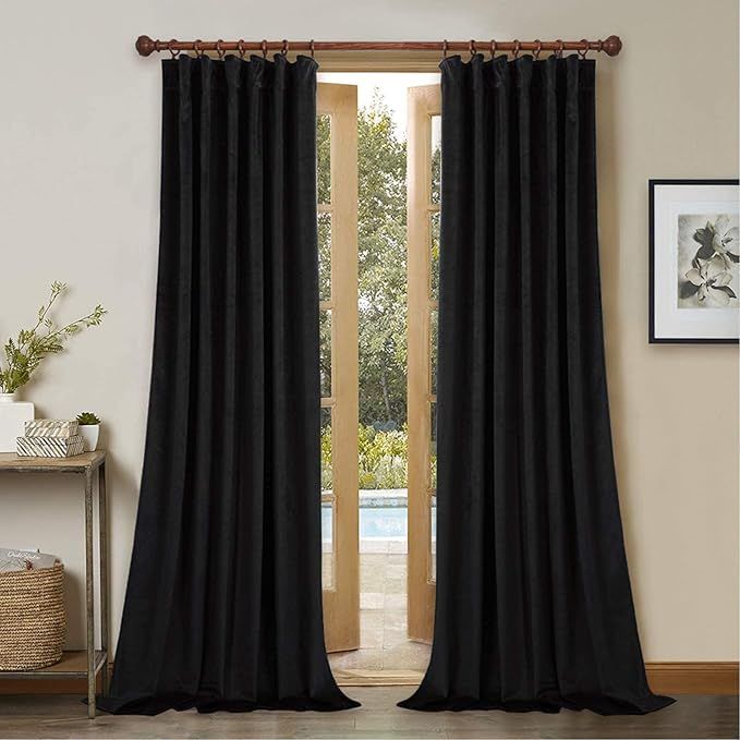 StangH 120 inches Curtains Velvet - Taupe Room Darkening Bedroom Curtains Extra Long High Ceiling... | Amazon (US)