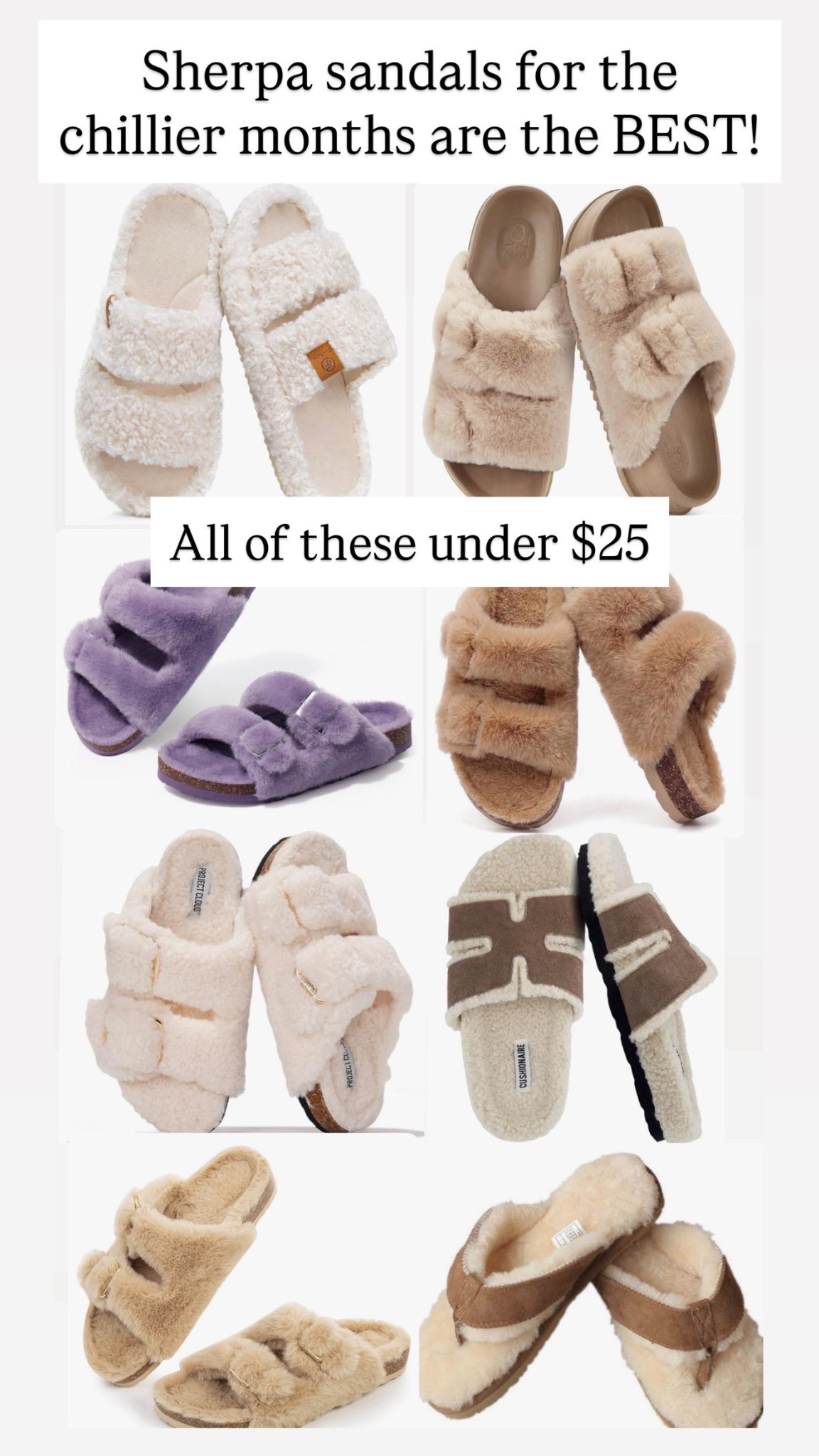 Sherpa sandals are so comfortable! These are all under $25.

#LTKootd