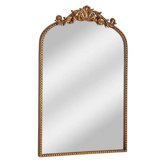 Crystal Art Gallery 30” x 20” Antique Gold Arch Wall Vanity Mirror, Ornate Vintage Baroque Mi... | Walmart (US)