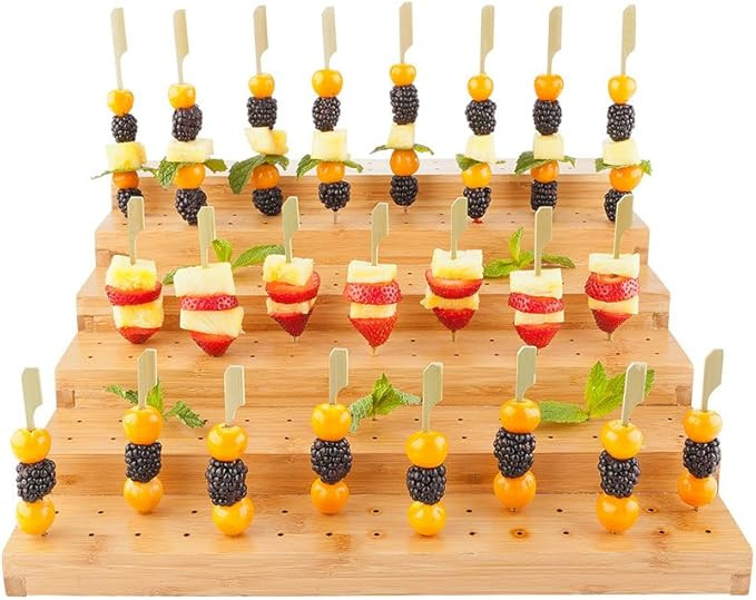 Multi Level Rectangular Bamboo Food Skewer Holder: Perfect for Cocktail Parties and Catering Even... | Amazon (US)
