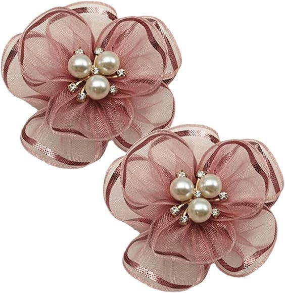Tsangbaby 2 Pcs Pearl Flowers Shoe Clips Exquisite Rhinestone Shoes Charms Lace Floral Shoe Acces... | Amazon (US)