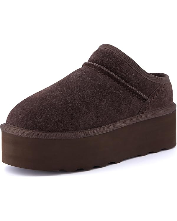 CUSHIONAIRE Women's Huggy Genuine Suede Cozy Mule Platform +Memory Foam, Wide Widths Available | Amazon (US)