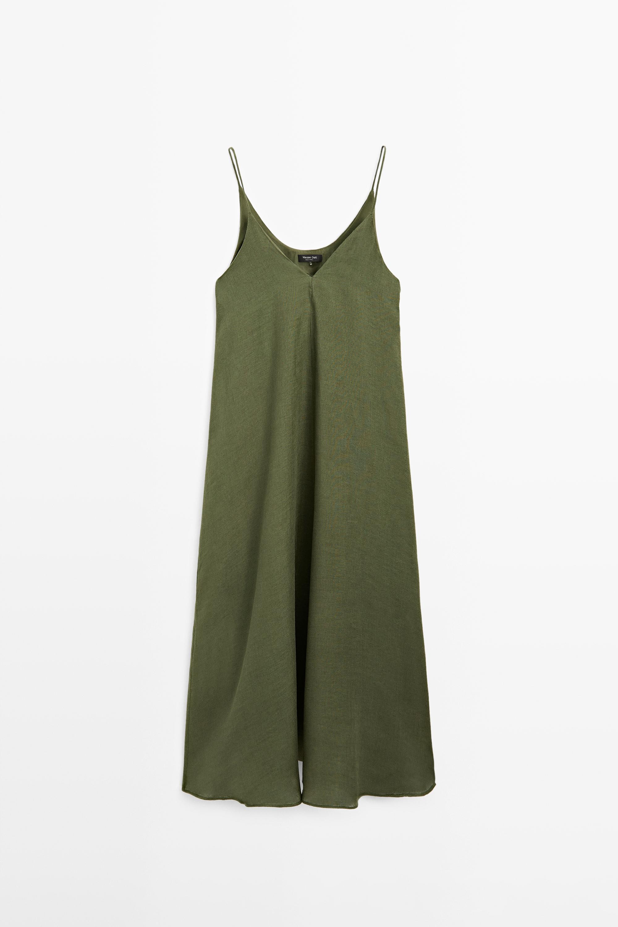 Flowing midi dress with thin straps | Massimo Dutti UK