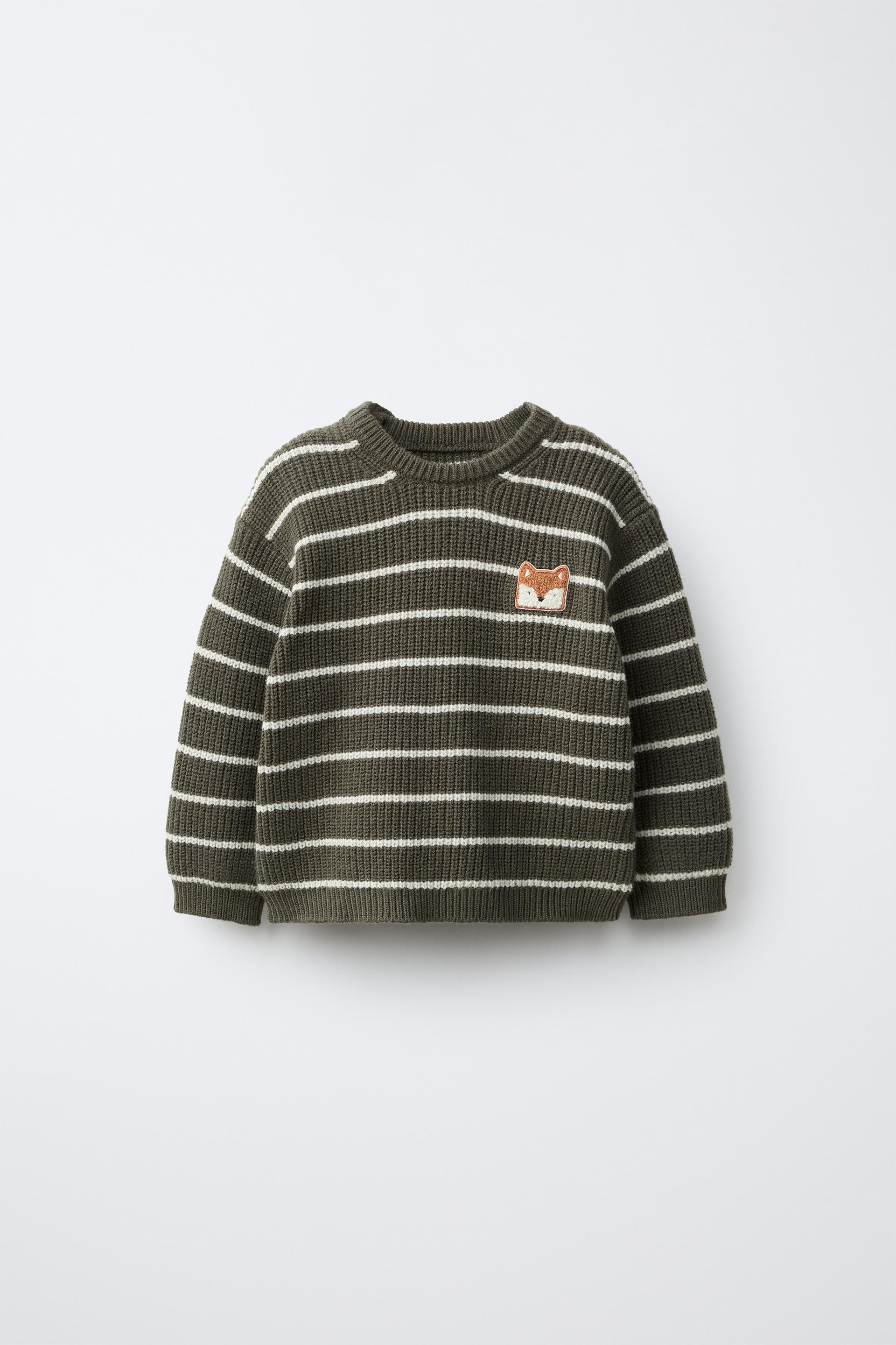 Zara - Purl Knit Patch Jumper - Khaki - 12-18 Months (33,9 Inches) - Kids | Zara US