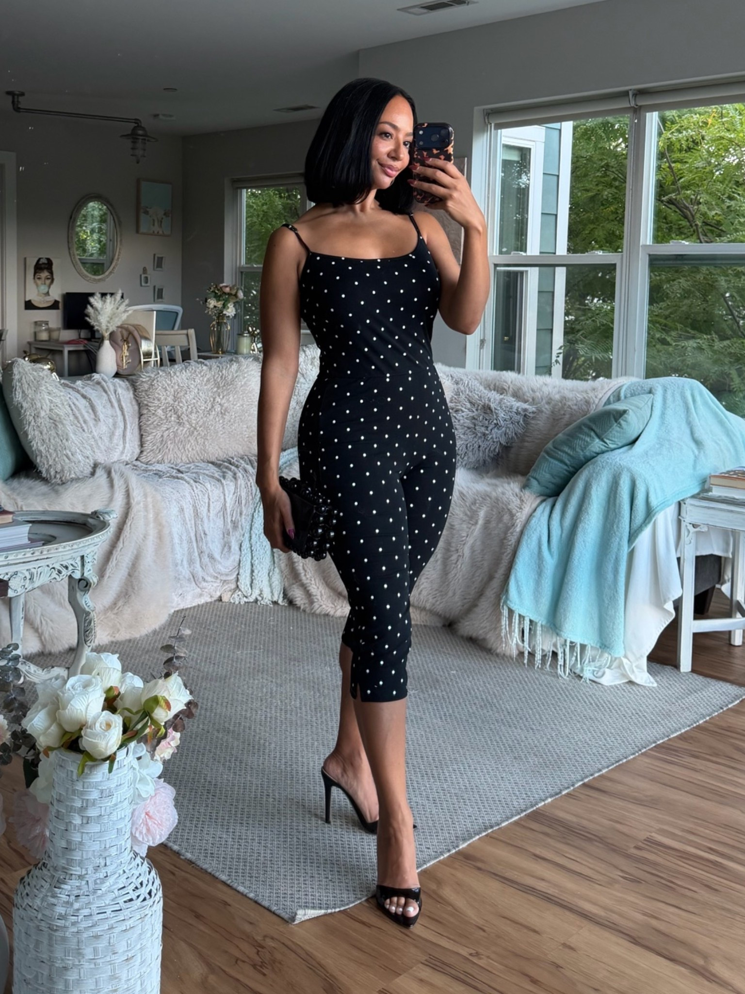 Girls night out outfit with this cuteeeee polka dot capri jumpsuit from @CIDER 

WHERE TO WEAR IT: date, dinner and drinks, concert 
STRETCH: Yes
TRUE TO SIZE: Runs big! Size down
OVERALL FIT: Fitted
PETITE FRIENDLY: Yes

Sizing ⬇️
5’3 
Bust: 32DD
Waist: 27”
Hips: 42”
Wearing Size M - should’ve gotten a S

Make sure you download the ✨FREE✨ LTK app and follow me @heyrissyrozay for all my style and beauty finds 🫶🏽

over 40 outfit ideas
petite curvy outfits

#LTKOver40 #LTKPetite #LTKootd
