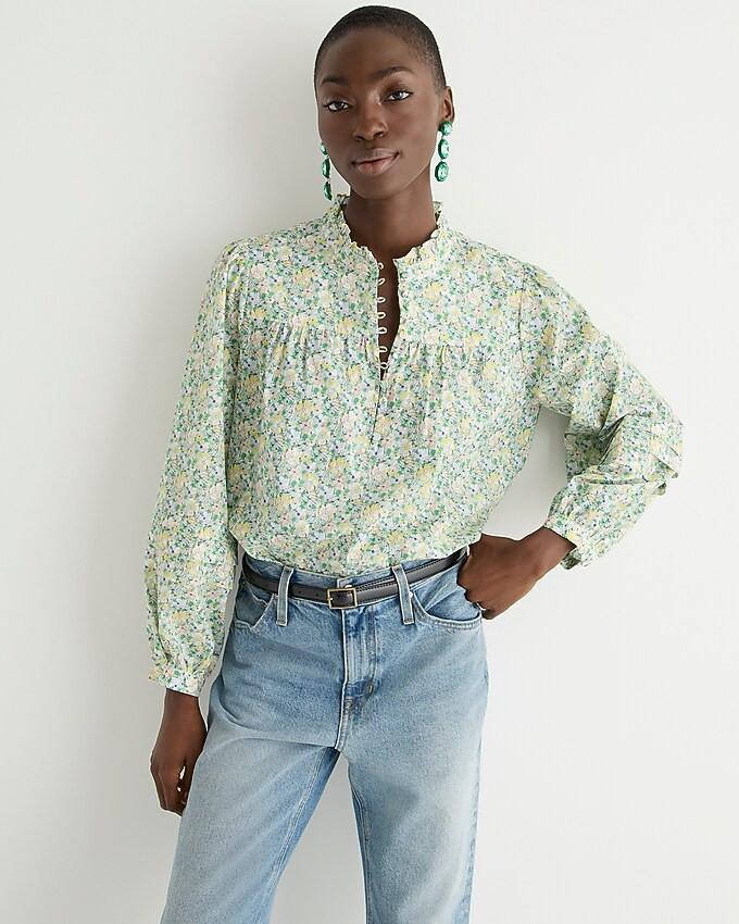 Button-front ruffleneck popover in Liberty® Colour Fields fabric | J. Crew US