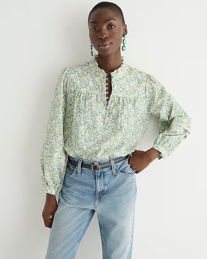 Button-front ruffleneck popover in Liberty® Colour Fields fabric | J.Crew US