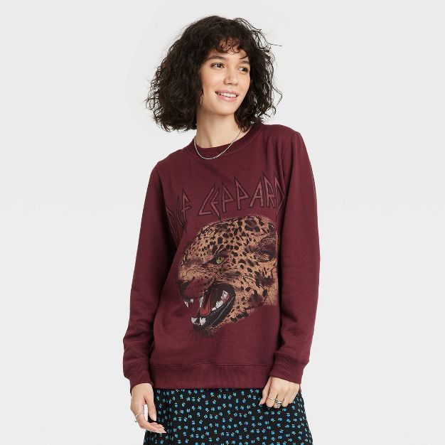 Women's Def Leppard Graphic Sweatshirt - Maroon | Target