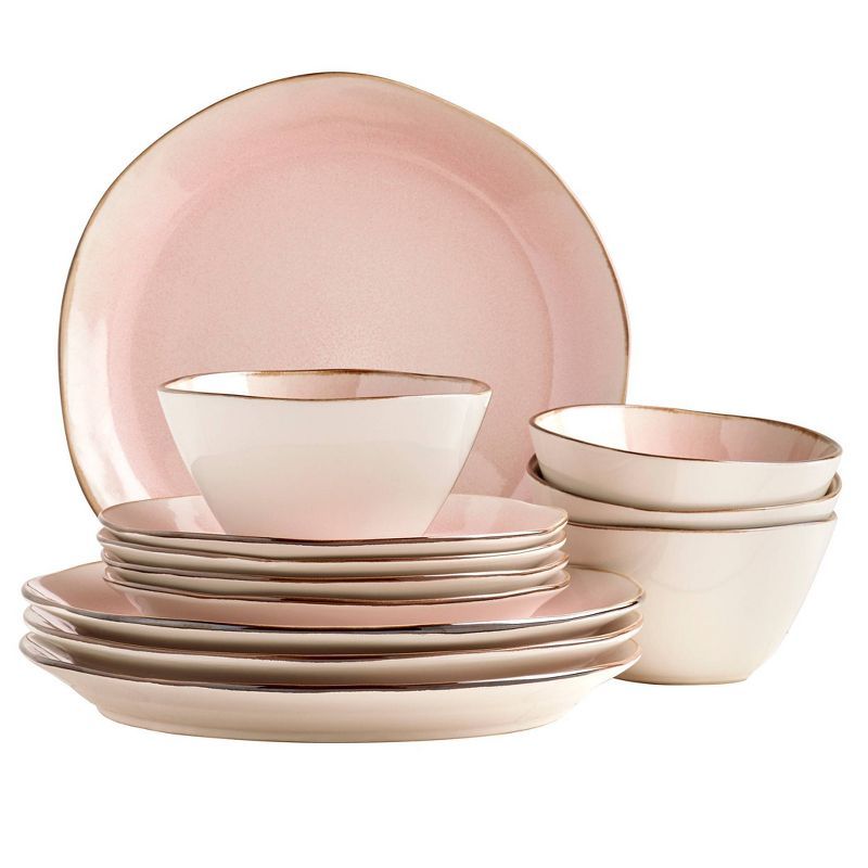 12pc Stoneware Bella Dinnerware Set Pink - Tabletops Gallery | Target