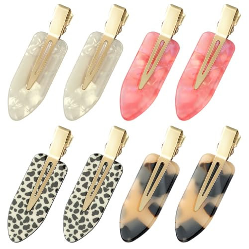 YIERSO 8 Pcs No bend Hair Clips No Crease Makeup Hair Clip Duckbill Clip No Dent Creaseless Alligator Hair Barrettes for Salon Hairstyle Women Girls Makeup Accessories Cellulose Acetate (PinkWhite) | Amazon (US)