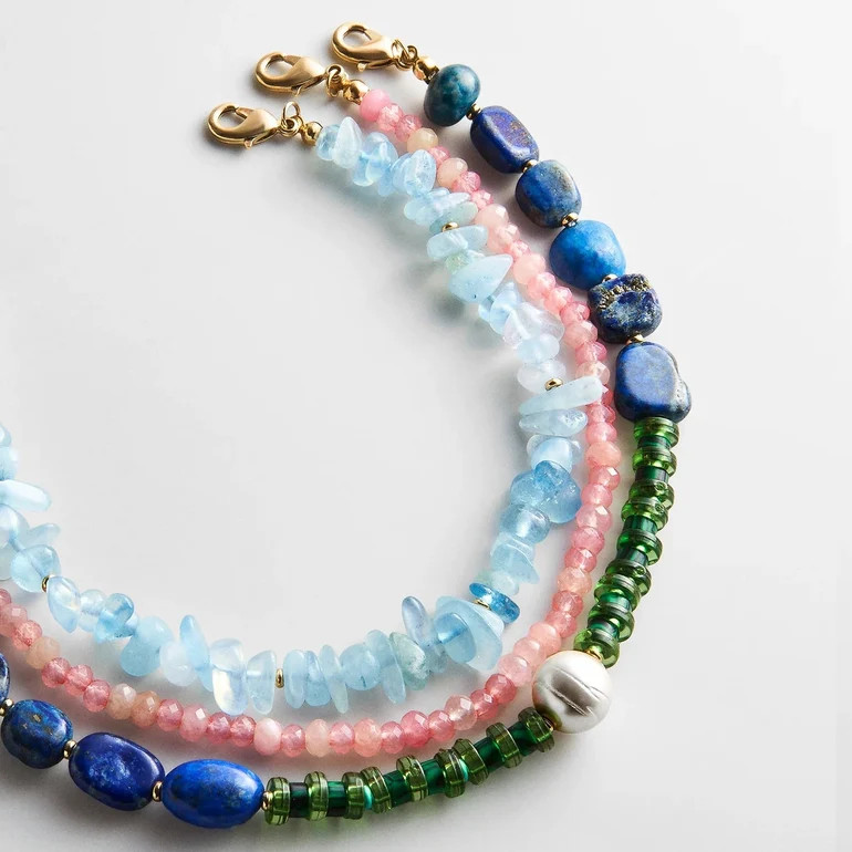 Brooke Semi-Precious Waterproof Anklet Set - Muted Multi | BaubleBar