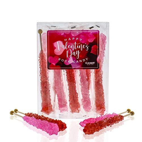 Valentine's Day Rock Candy Crystal Sticks - 10 Indiv. Wrapped - Red & Pink | Amazon (US)