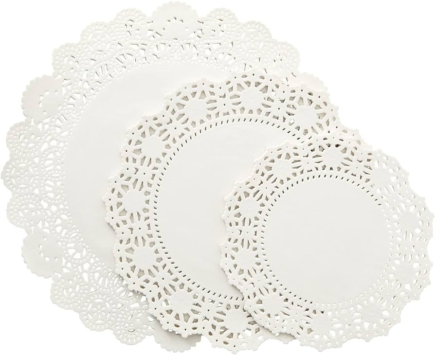 Juvale 150 Pack Round White Paper Doilies for Crafts, Tableware Decor, Parties, Wedding, Assorted... | Amazon (US)