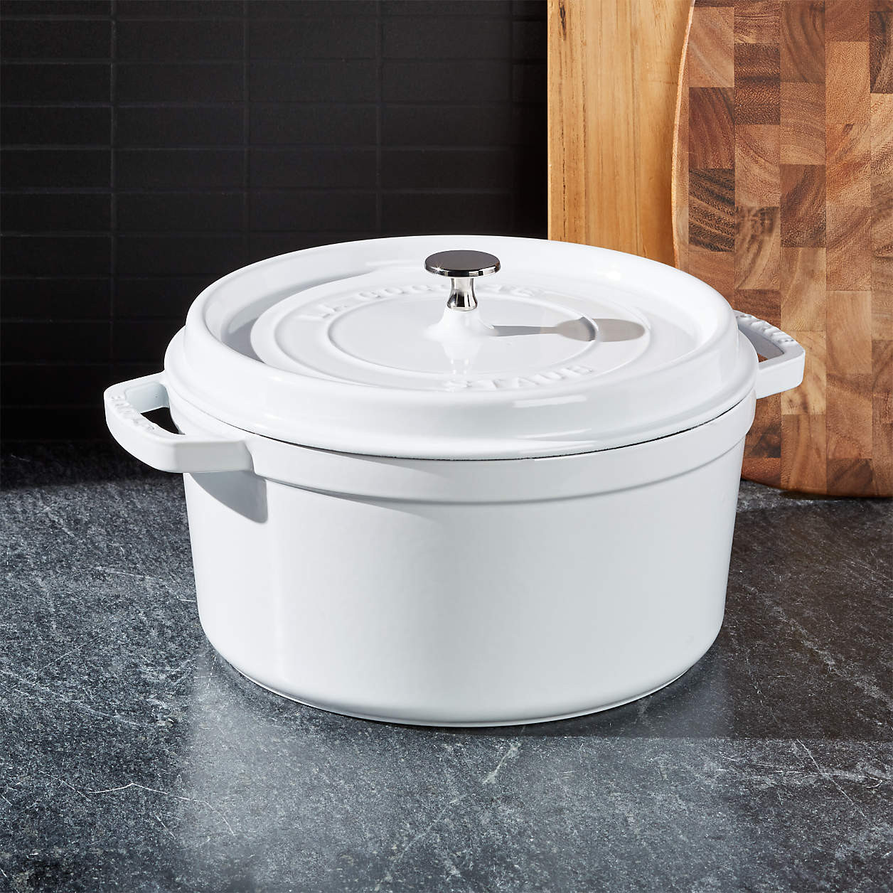 Staub 7-Qt White Cocotte + Reviews | Crate & Barrel | Crate & Barrel