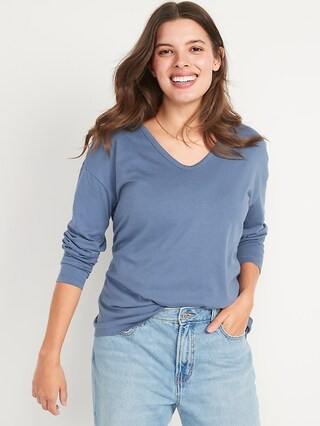 Maternity Double-Layer V-Neck Long-Sleeve Nursing Top | Old Navy (US)