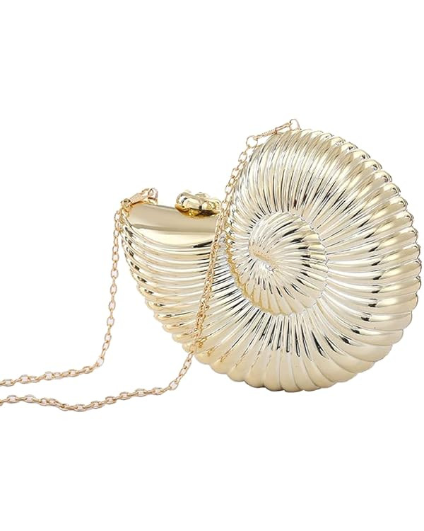 TOKYO-T Gold Evening Purses and Clutches for Women Seashell Crossbody Shiny Bag Chain | Amazon (US)