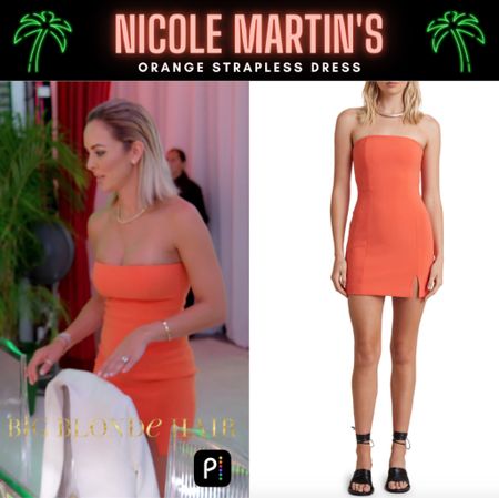 Orange Cutie // Get Details On Nicole Martin’s Orange Strapless Dress With The Link In Our Bio #RHOM #NicoleMartin