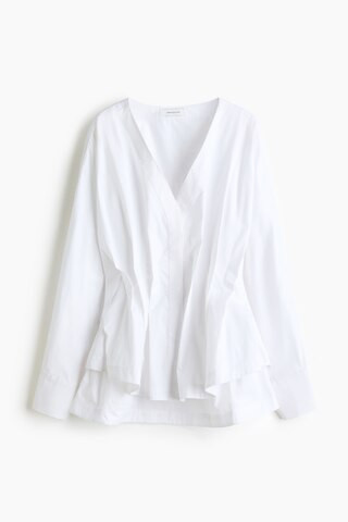 H & M - Waisted cotton blouse - White | H&M (UK, MY, IN, SG, PH, TW, HK)