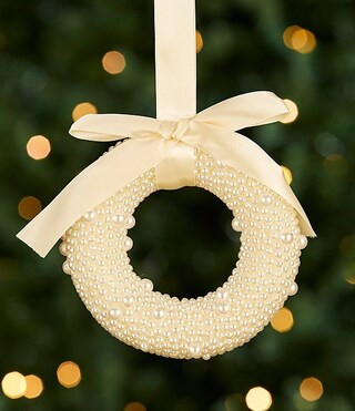 Southern Living Blue Christmas Collection Pearl Beaded Wreath Ornament | Dillard's | Dillard's