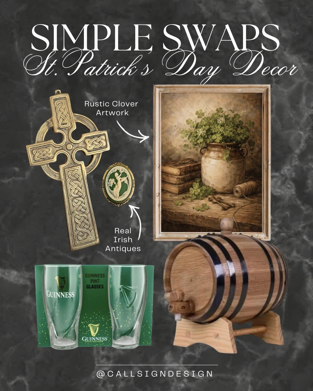 Irish inspired decor that feels spirited without being overdone. A whiskey barrel dispenser, classic Guinness glasses, and a few subtle nods bring warmth, tradition, and character to the space. 🥃🍺☘️

#IrishInspired #HomeBarDecor #WhiskeyLovers #ClassicStyle #TimelessInteriors #SubtleDetails #HomeDecor #DesignDetails #callsigndesign