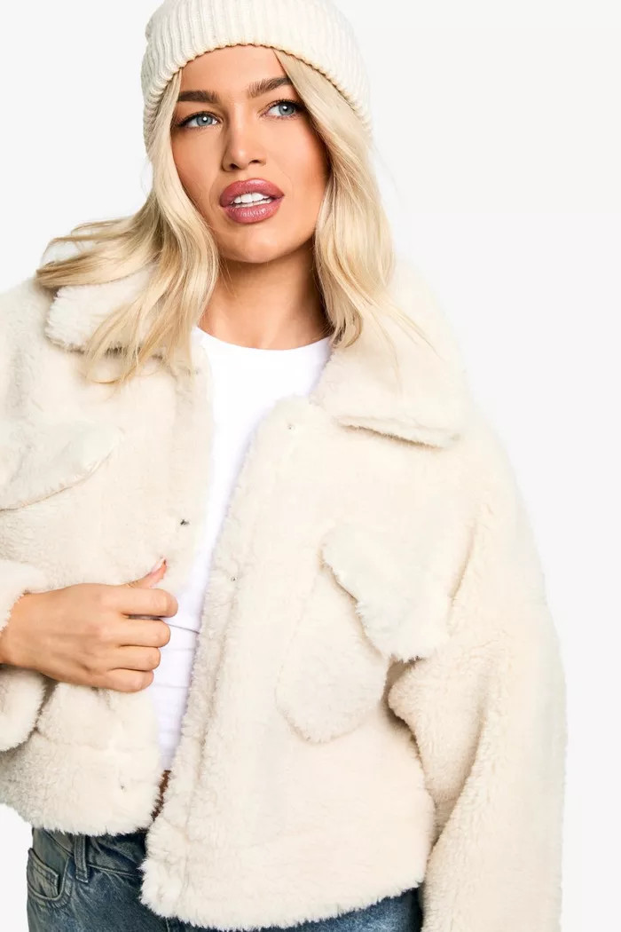 Teddy Faux Fur Trucker | boohoo (US & Canada)