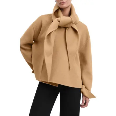 Favorite Daughter The Jamie Wool Blend Scarf Coat in Camel at Nordstrom, Size Medium | Nordstrom