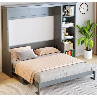 Queen Size Murphy Bed with Desk and Bookshelf | Wayfair North America