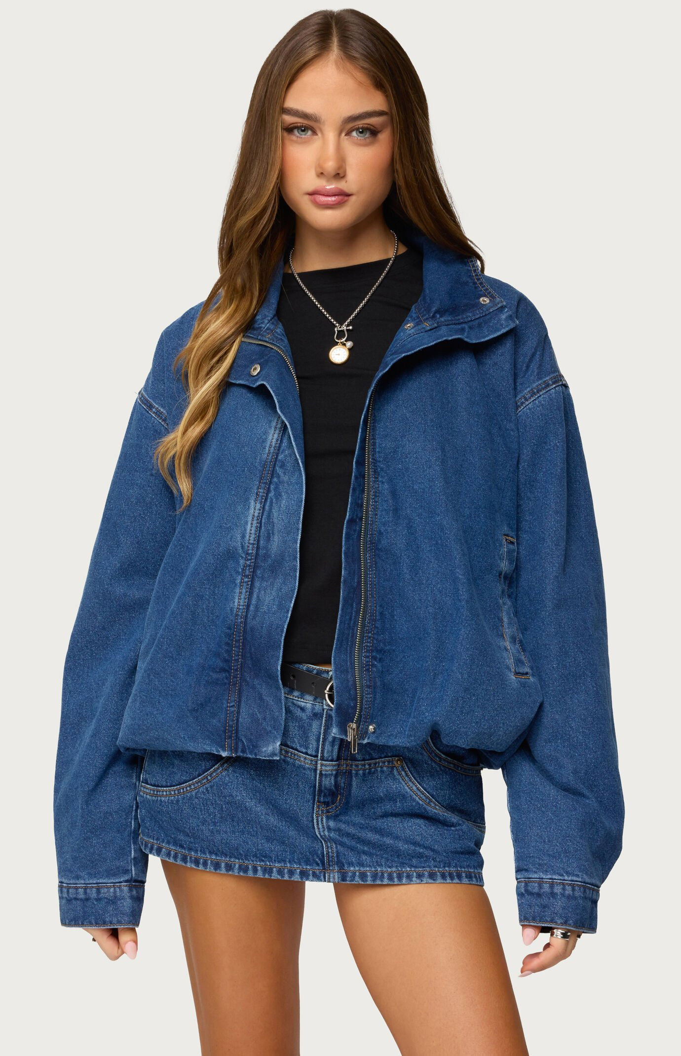 Edikted Women's Hilary Oversized Denim Coat in Blue - Size Small | PacSun
