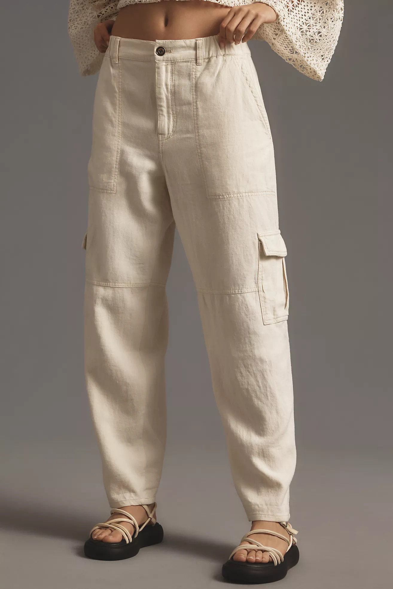 Pilcro Slim Linen Beach Cargo Pants | Anthropologie (US)