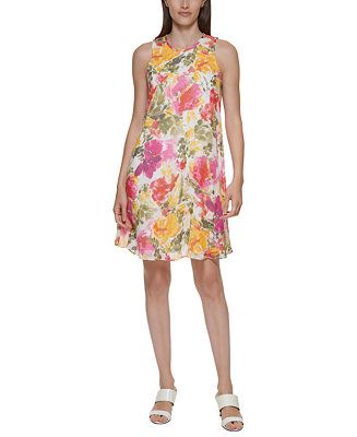 Calvin Klein Chiffon Trapeze Dress & Reviews - Dresses - Women - Macy's | Macys (US)