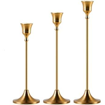 VINCIGANT Brass Gold Candlestick Holders / Taper Candle Holders,Vintage Modern Decorative Centerpiec | Amazon (US)