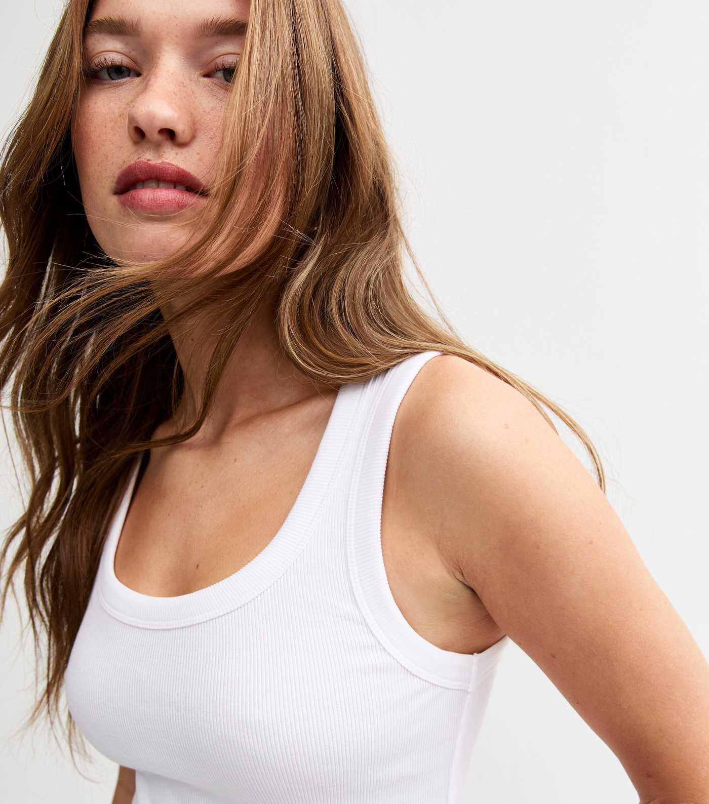 White Wide Strap Scoop Neck Vest Top | New Look | New Look (UK)